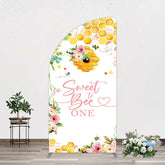 Lofaris Floral Sweet To Bee One Happy Birthday Half Moon Arch Backdrop